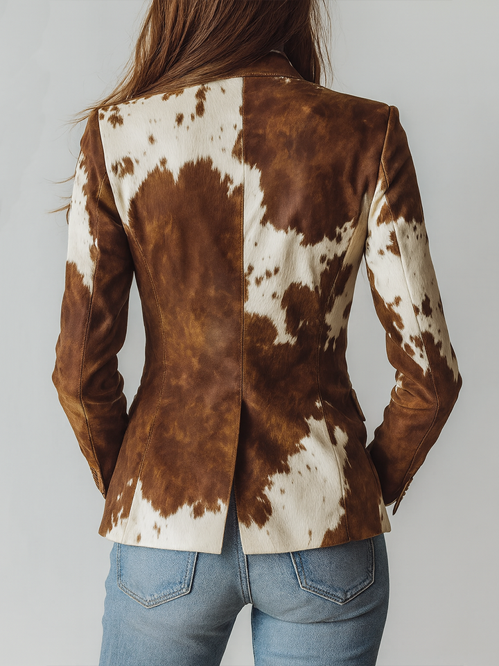 Agathe | Vintage Eco-Conscious Cow Print Blazer