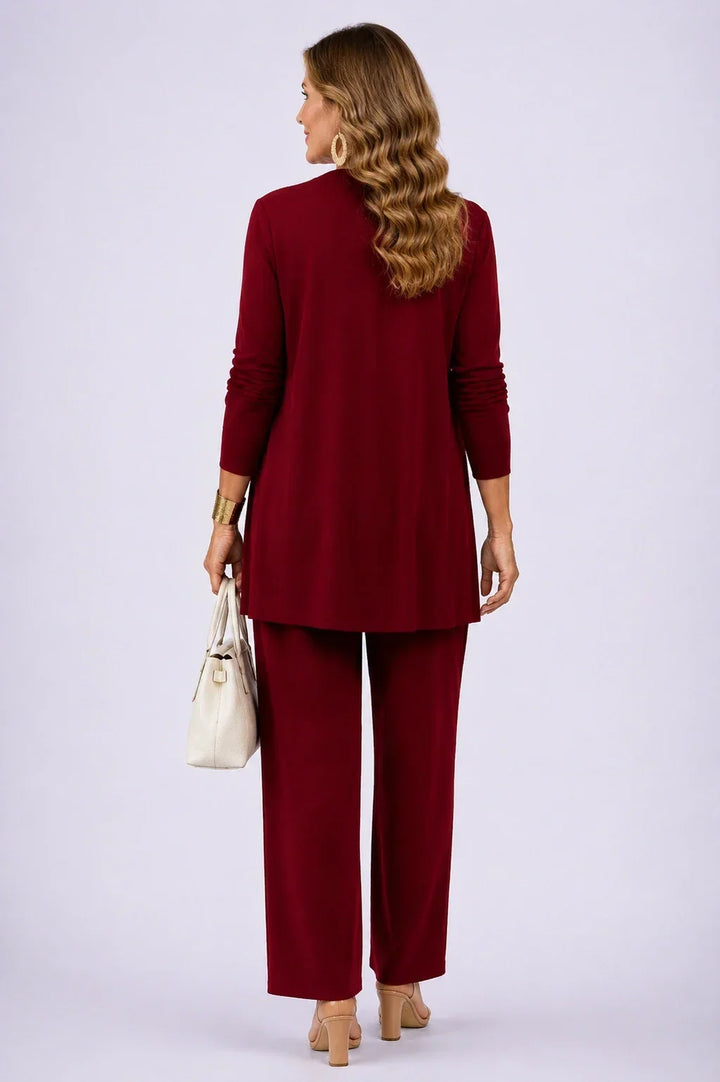 Holly | Burgundy Red Floral Three-Piece Set