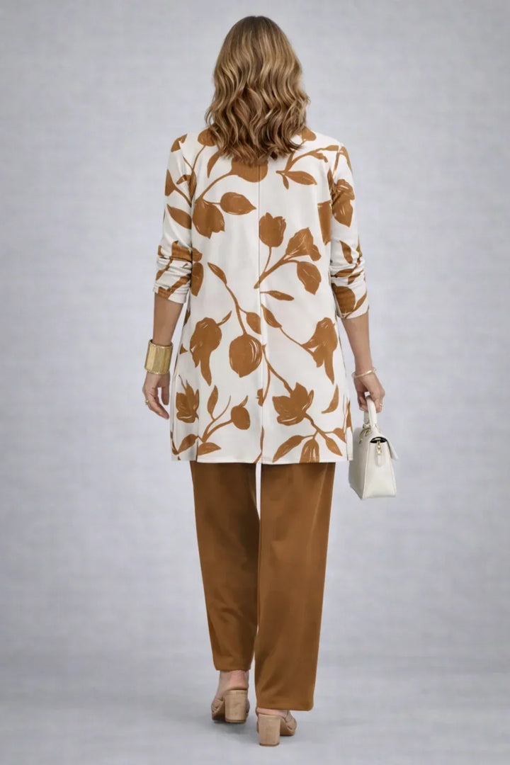 Henrietta | Caramel Leaf Print Three-Piece Set