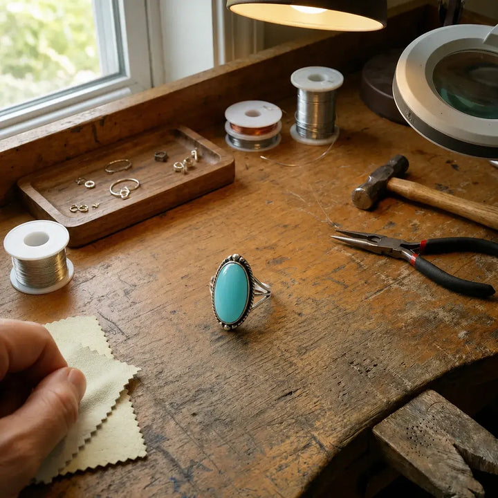 Noemi Turquoise Ring with Braided Band