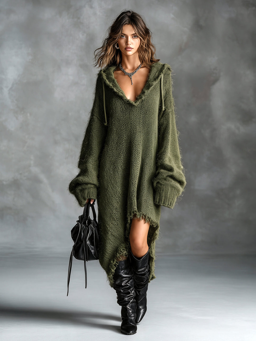 Colombe | Soft Knit Hooded Midi Dress