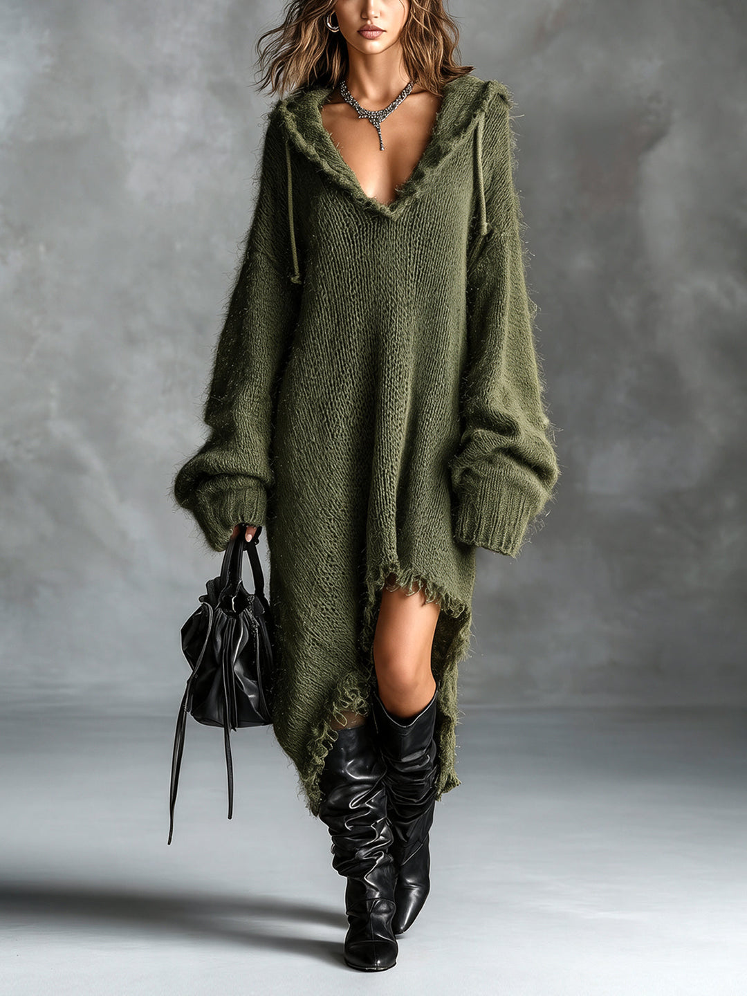 Colombe | Soft Knit Hooded Midi Dress