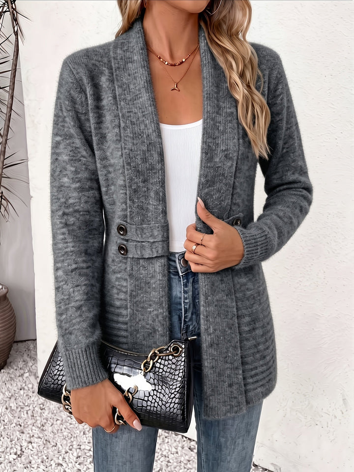 Elegant Women's Cardigan - Open Front & Tailored Waist