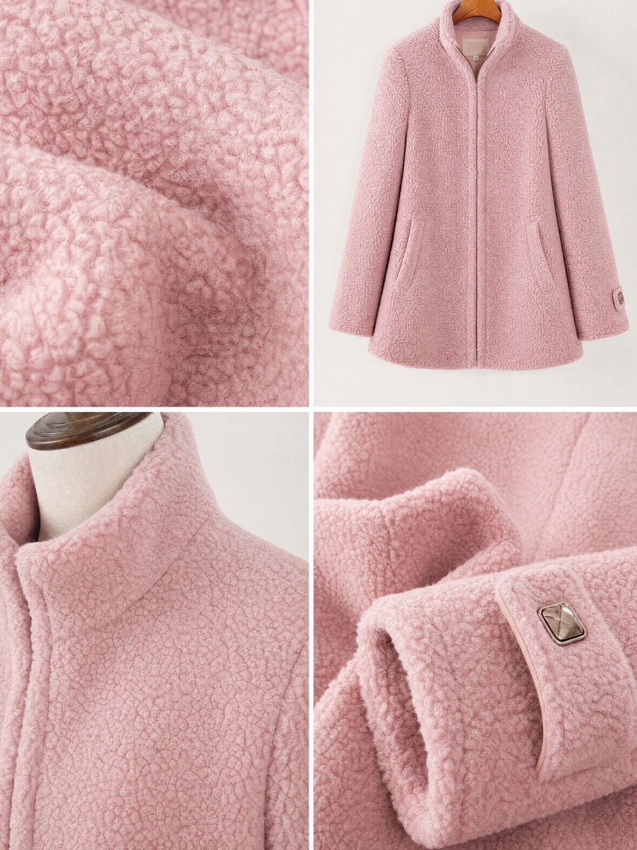 Rosalie | Vintage Pink Zip Fleece Jacket