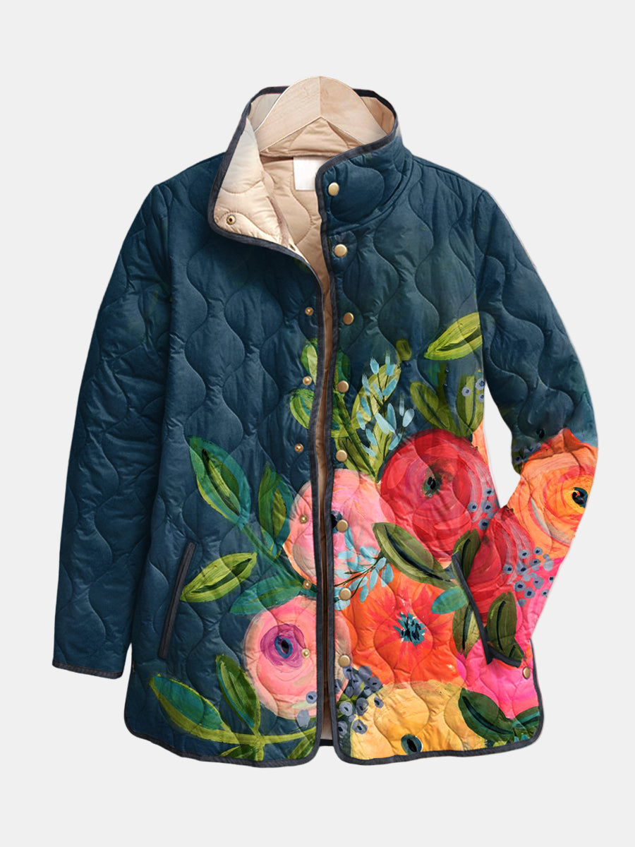 Camille Quilted Painted Flowers Jacket
