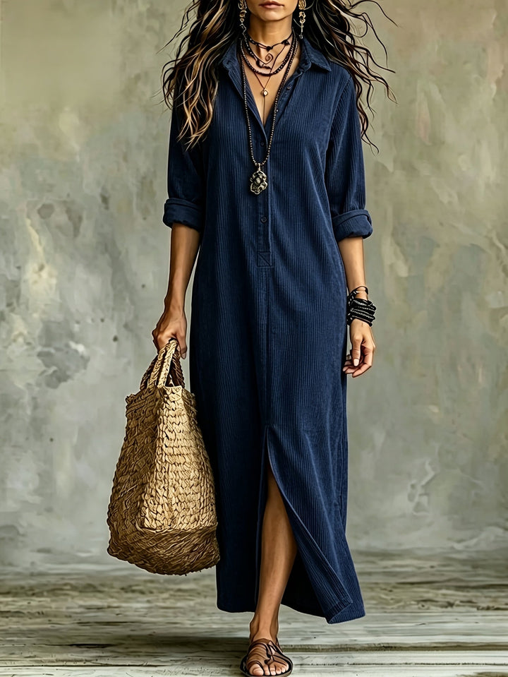 Leonora | Autumn Corduroy Shirt Dress