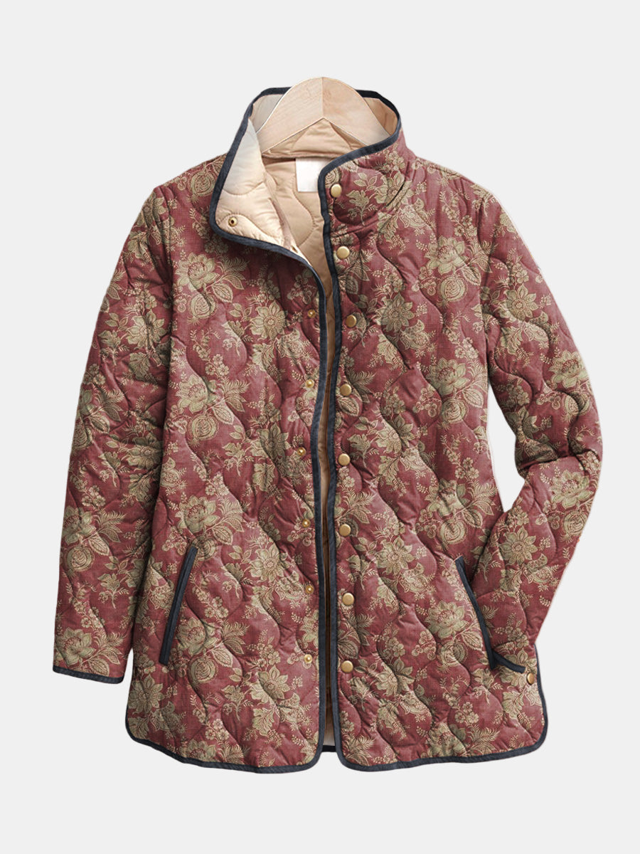Sophie Quilted Plum Damask Jacket