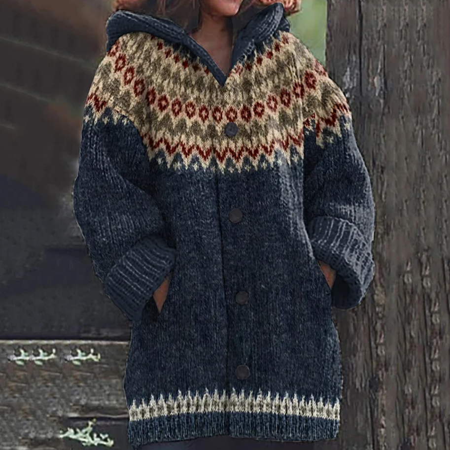 Boukje | Warm Knitted Hooded Cardigan