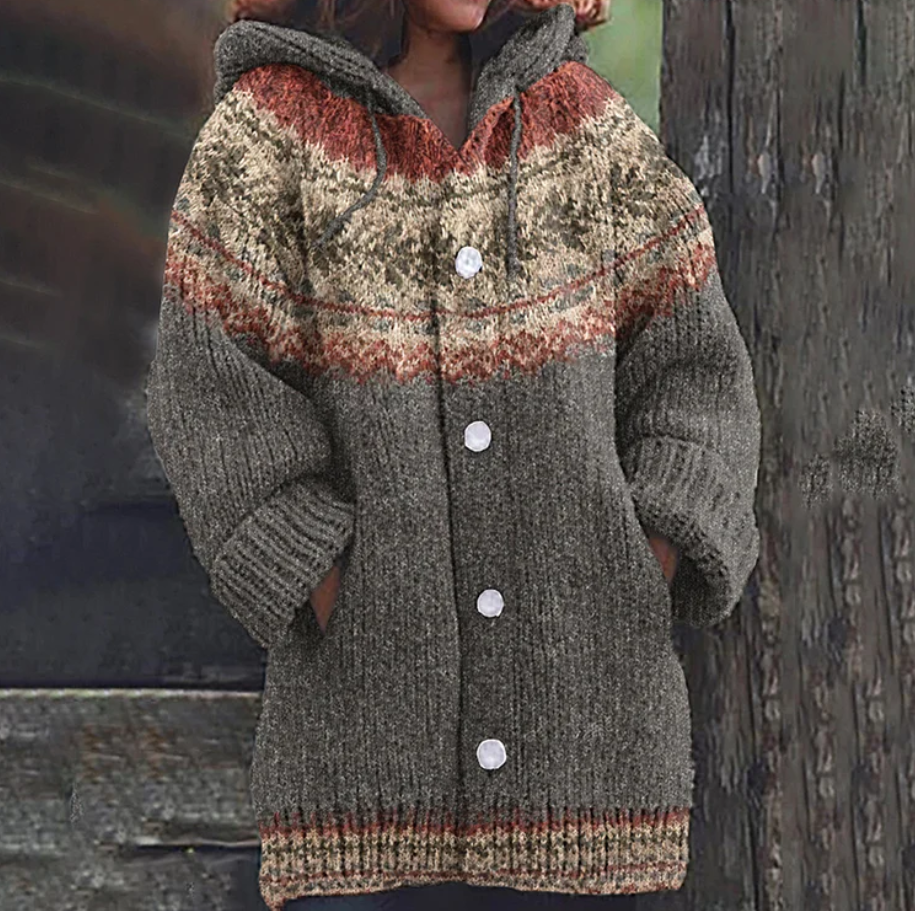 Harriët | Warm Knitted Hooded Cardigan