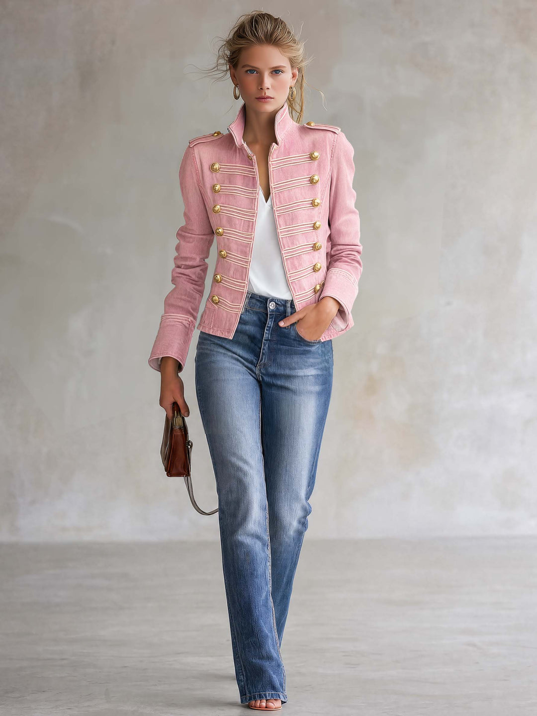 Marion | Military-Style Denim Jacket with Gold Buttons