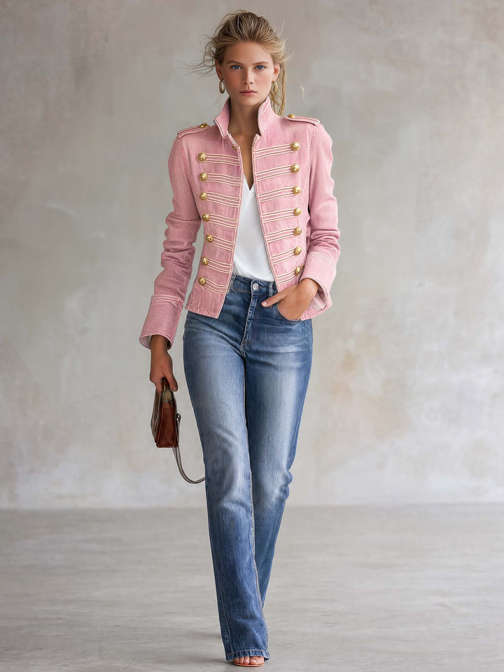 Marion | Military-Style Denim Jacket with Gold Buttons