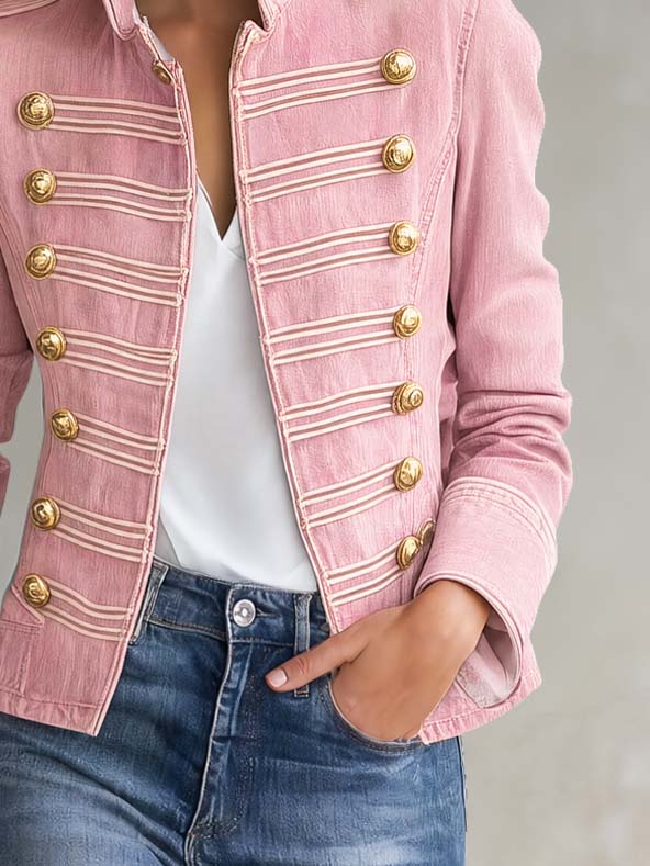 Marion | Military-Style Denim Jacket with Gold Buttons