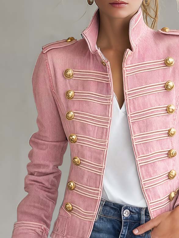 Marion | Military-Style Denim Jacket with Gold Buttons