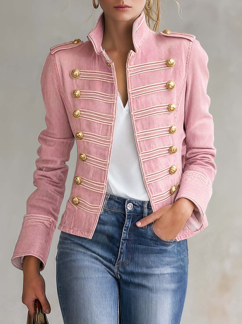 Marion | Military-Style Denim Jacket with Gold Buttons