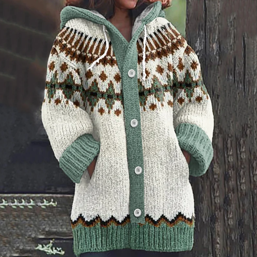 Thea | Warm Knitted Hooded Cardigan