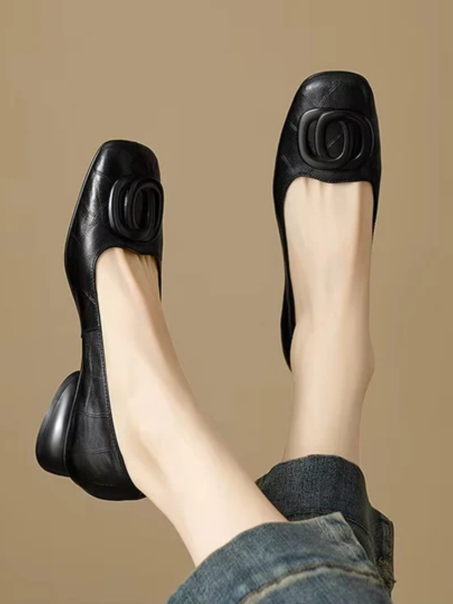 Margot Square-Toe Leather Ballerinas