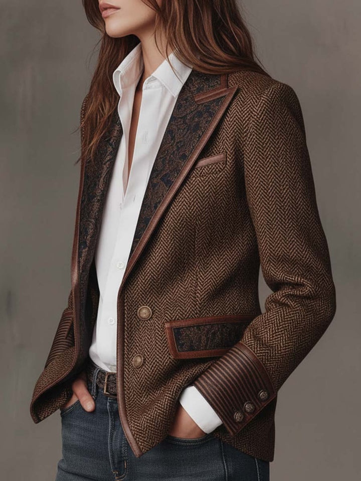 Gisèle | Blazer with Printed Chevron Panels