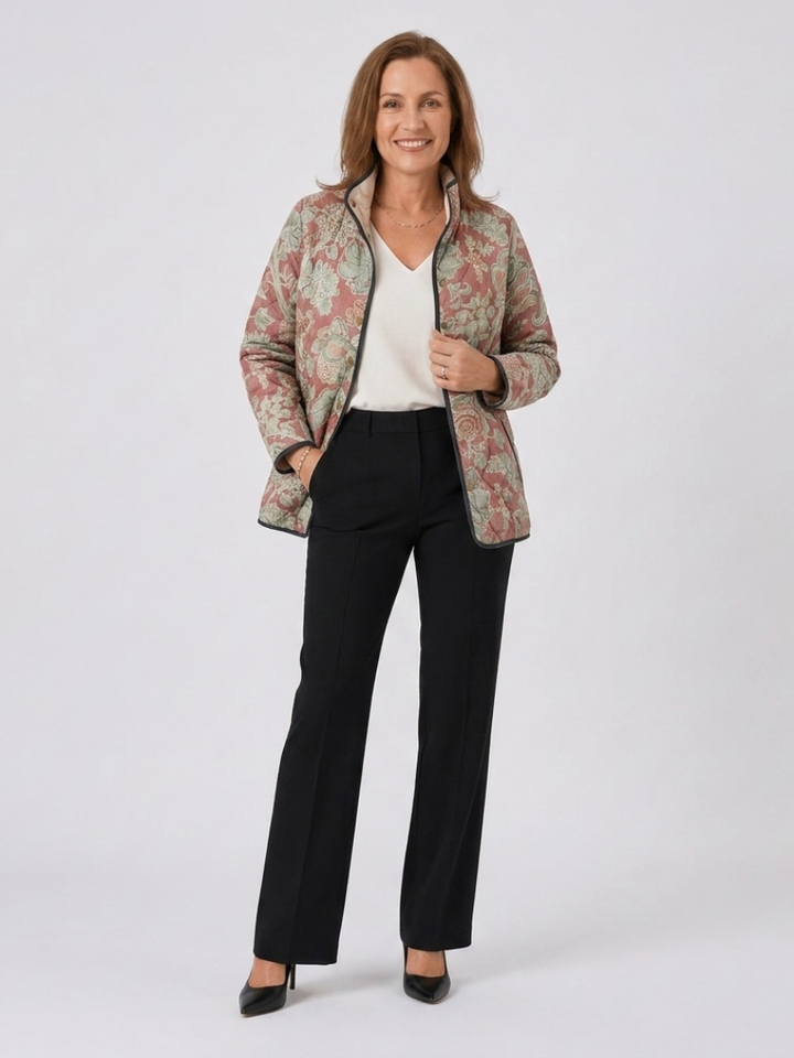 Pauline Quilted Terracotta Damask Jacket