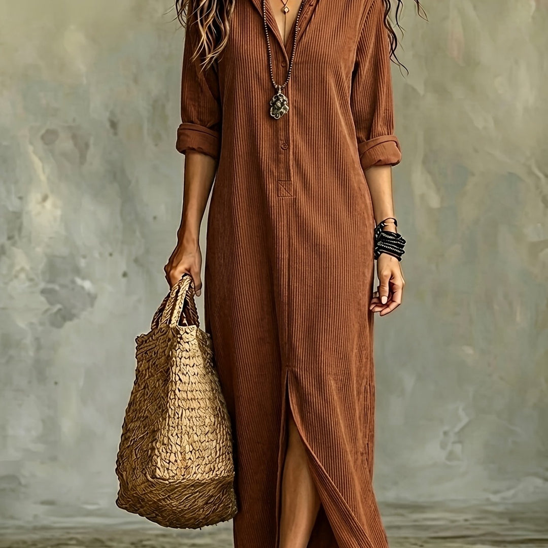 Leonora | Autumn Corduroy Shirt Dress