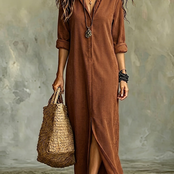 Leonora | Autumn Corduroy Shirt Dress
