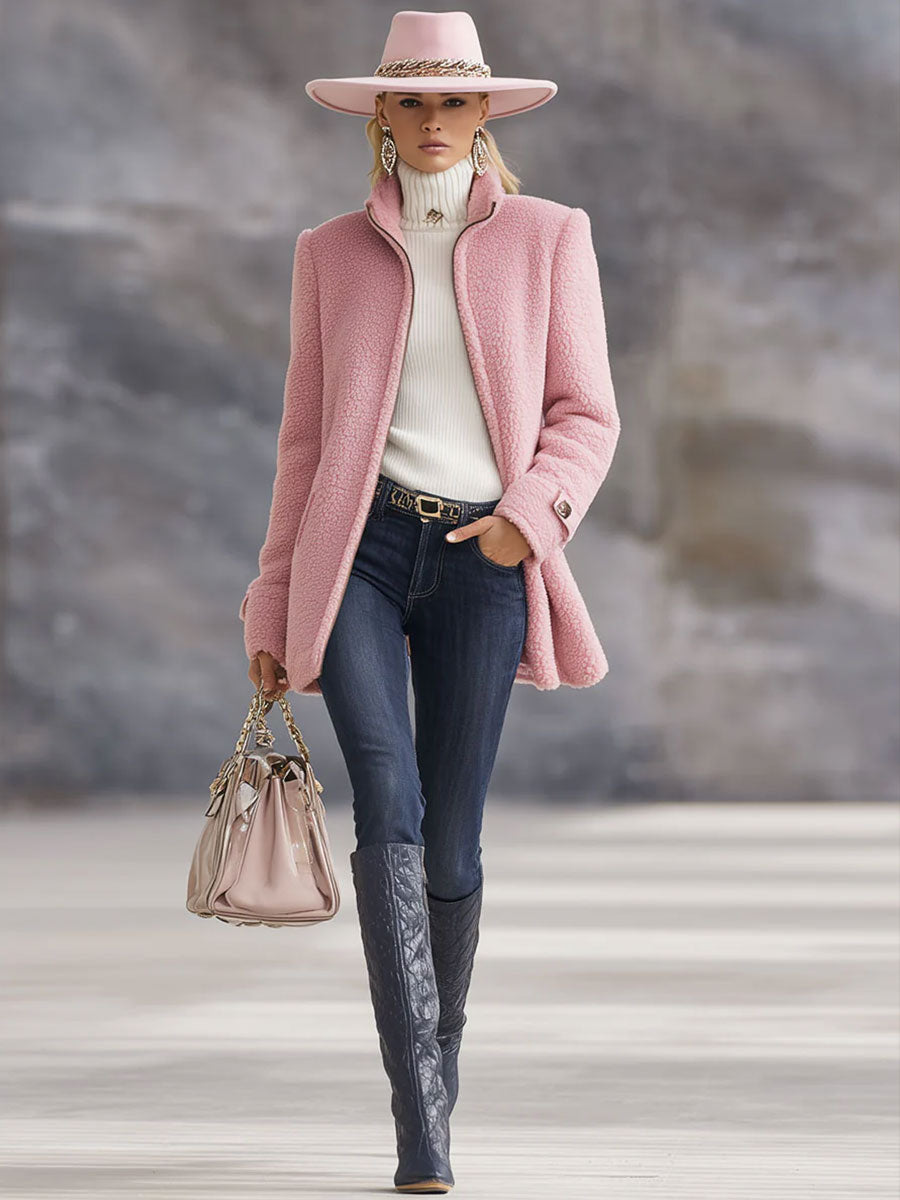 Rosalie | Vintage Pink Zip Fleece Jacket