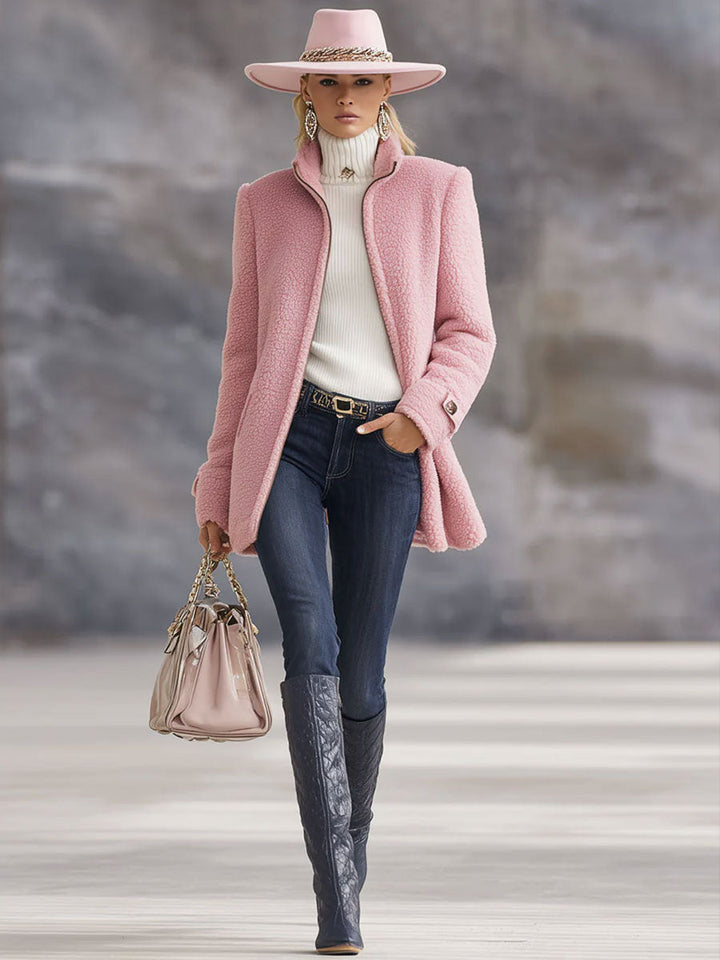 Rosalie | Vintage Pink Zip Fleece Jacket