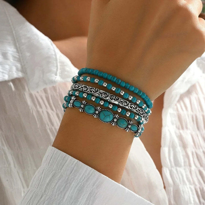 Mirella Boho Turquoise Bead Bracelet Set