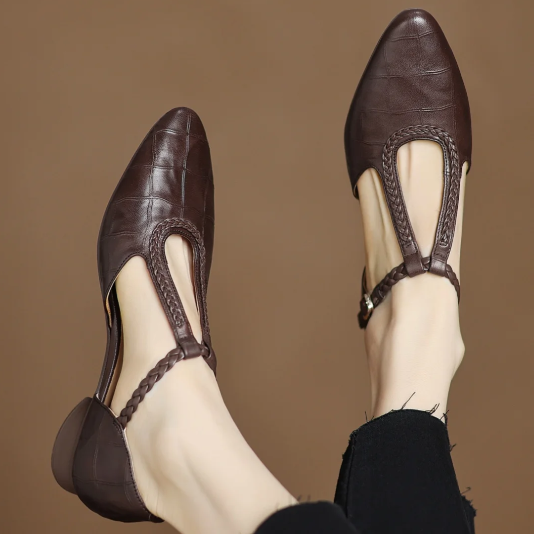 Juliette Woven Leather T-Bar Shoes