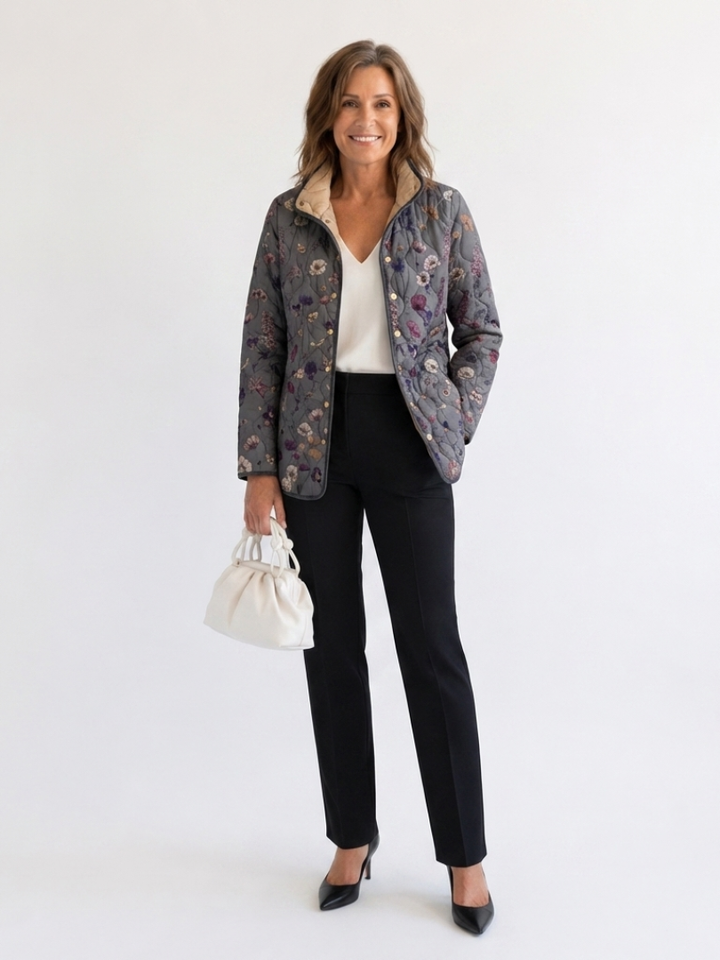 Nathalie Quilted Dried Flowers Jacket