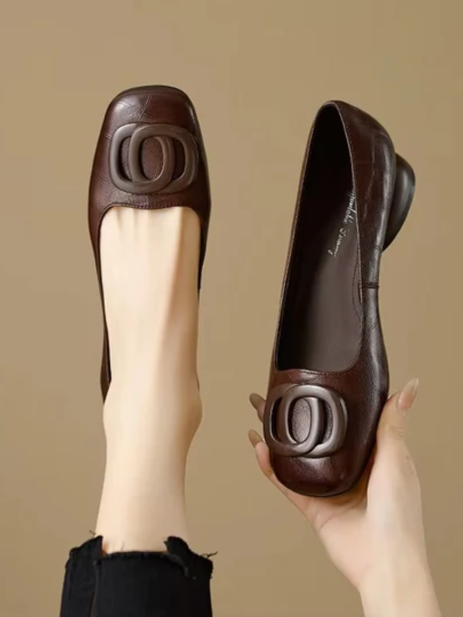 Margot Square-Toe Leather Ballerinas