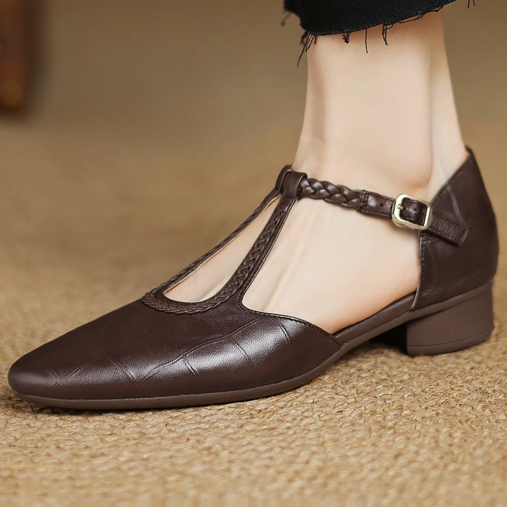 Juliette Woven Leather T-Bar Shoes