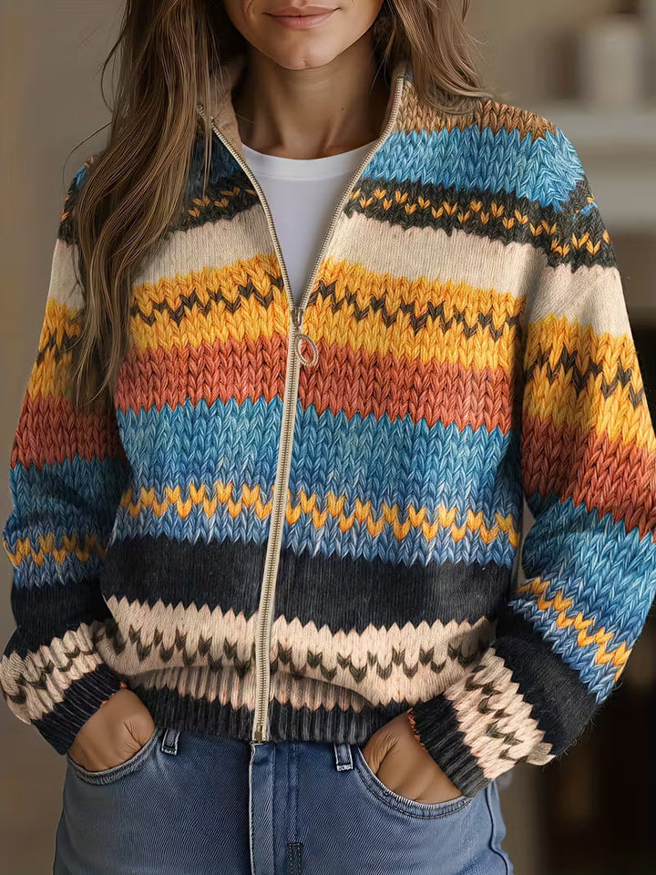 Coba | Zigzag Striped Knitted Cardigan