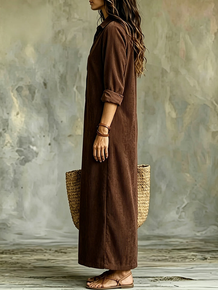Leonora | Autumn Corduroy Shirt Dress