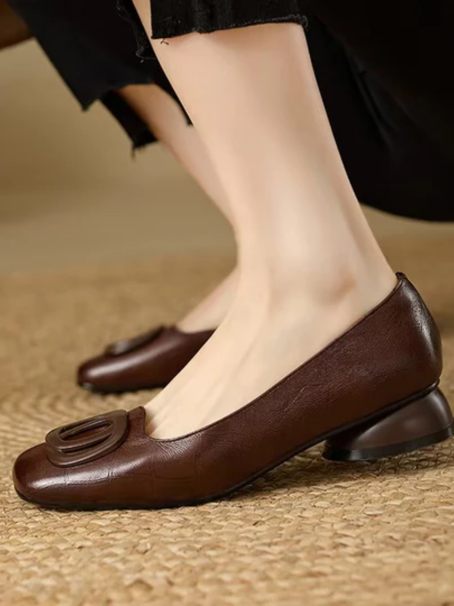 Margot Square-Toe Leather Ballerinas