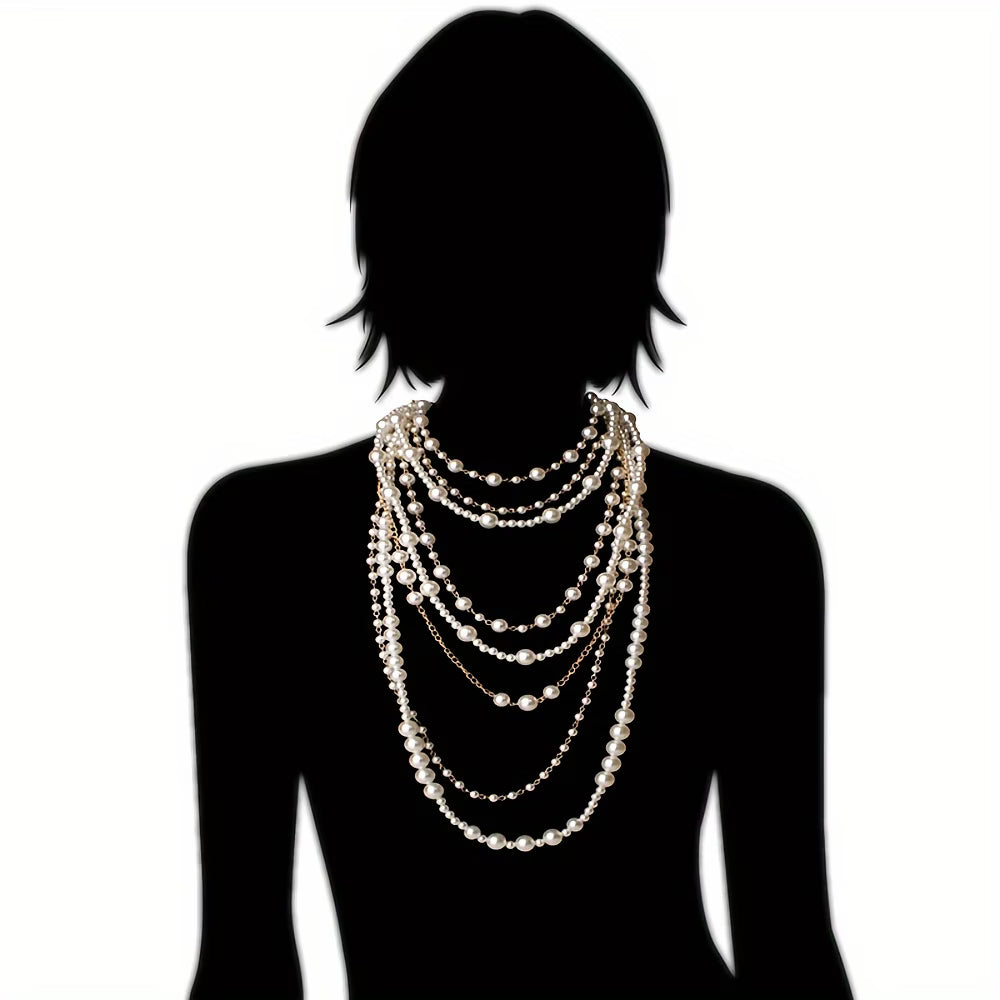 Boho Statement Multi-Layer Pearl Set