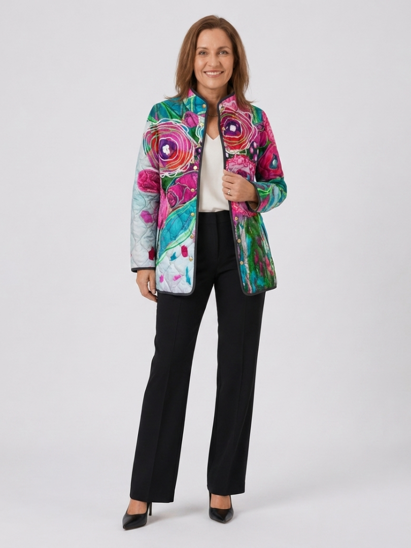 Lucie Quilted Watercolour Floral Jacket