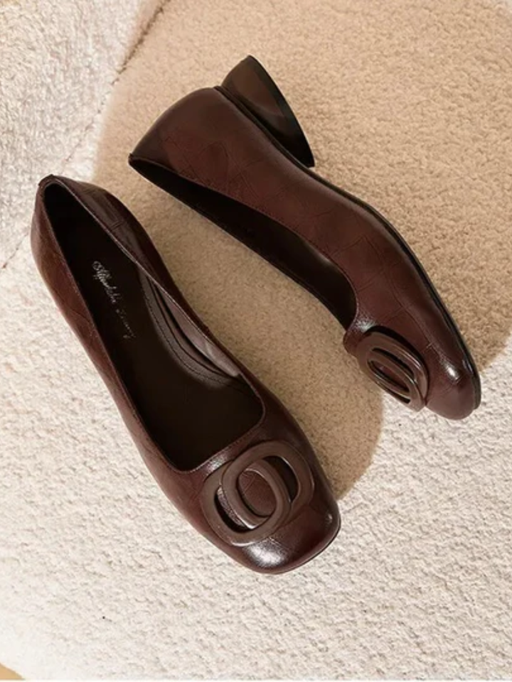 Margot Square-Toe Leather Ballerinas