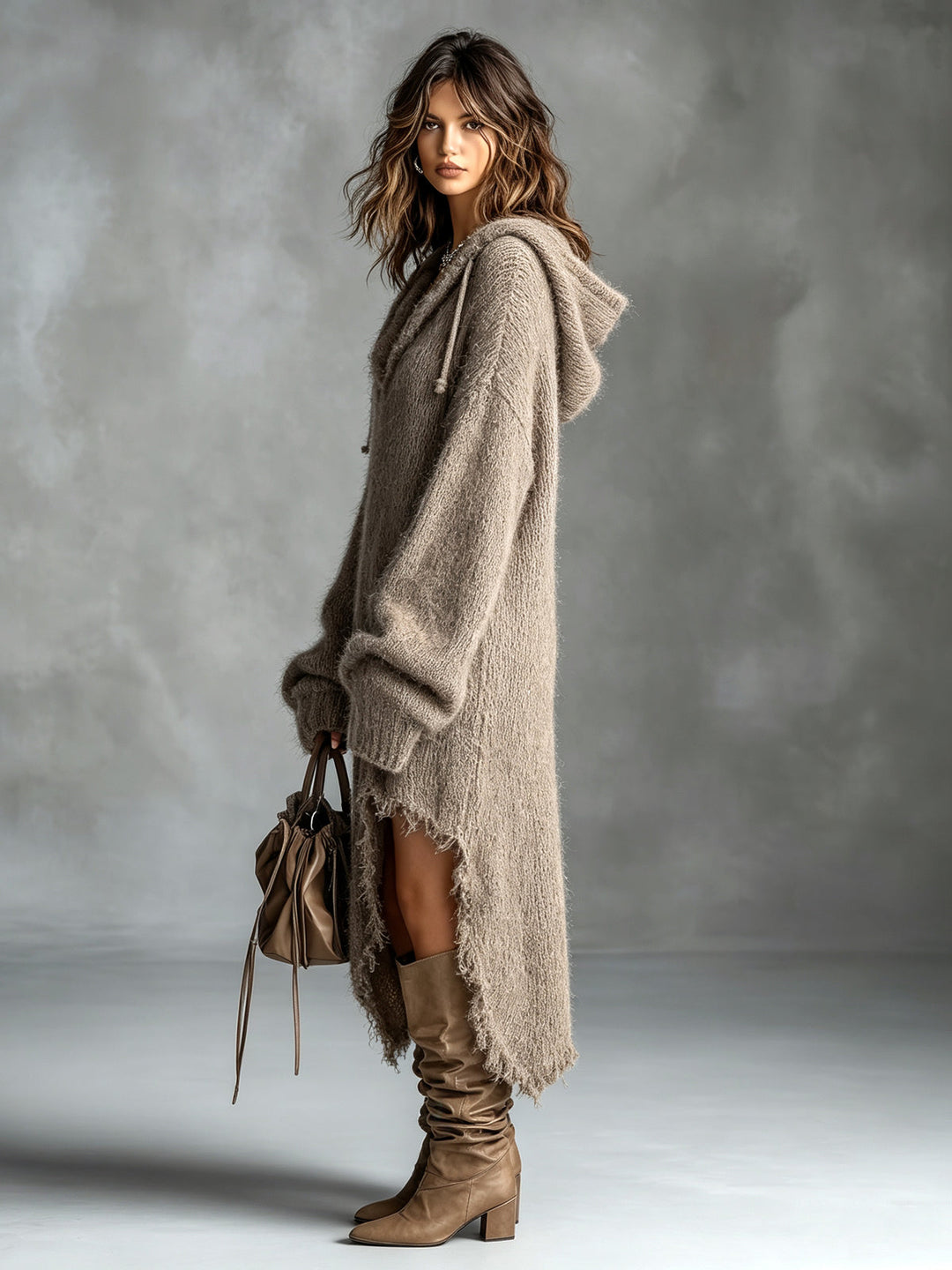 Colombe | Soft Knit Hooded Midi Dress