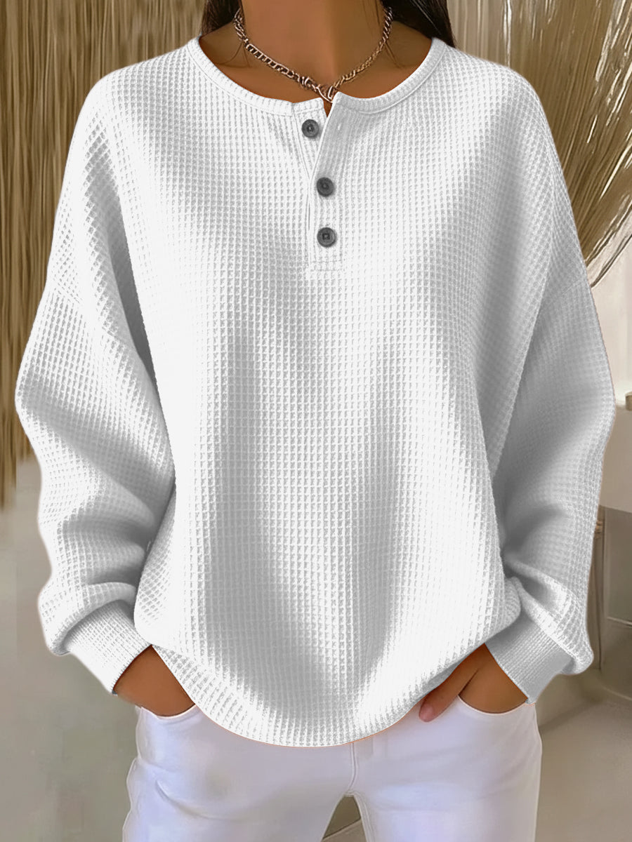 Bregje | Cosy Waffle Henley Sweatshirt