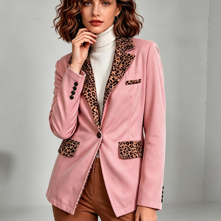 Clémentine | Fitted Velvet Blazer with Leopard Details