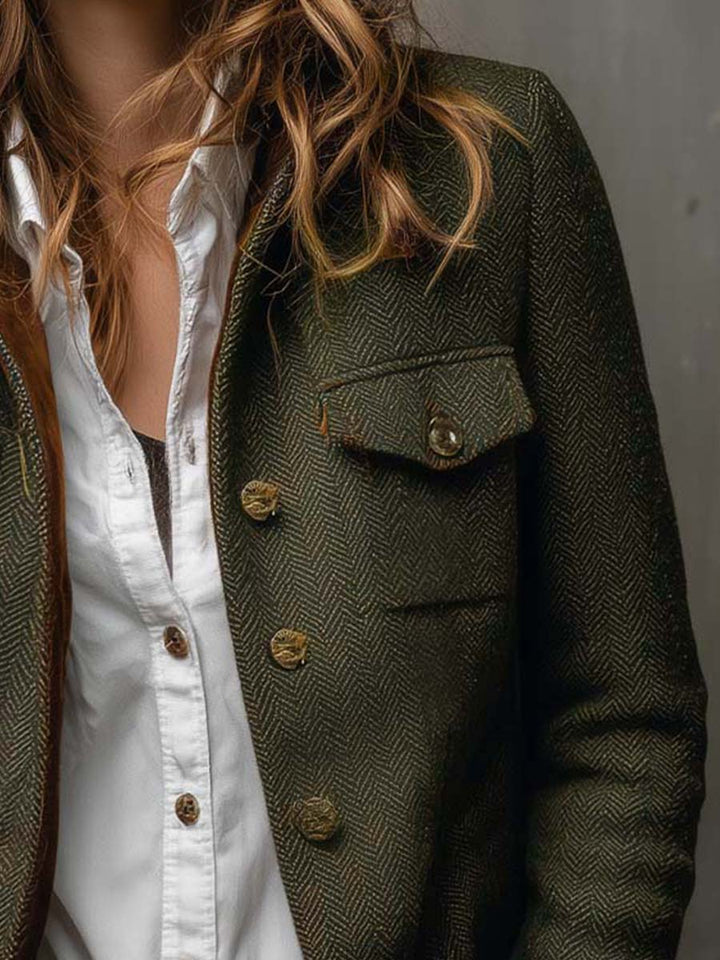 Honorine | Vintage Blazer with Contrasting Chevron Trims