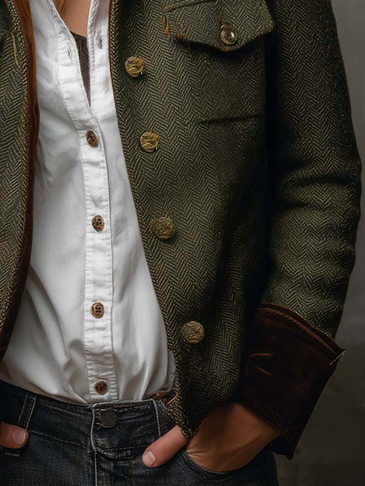 Honorine | Vintage Blazer with Contrasting Chevron Trims