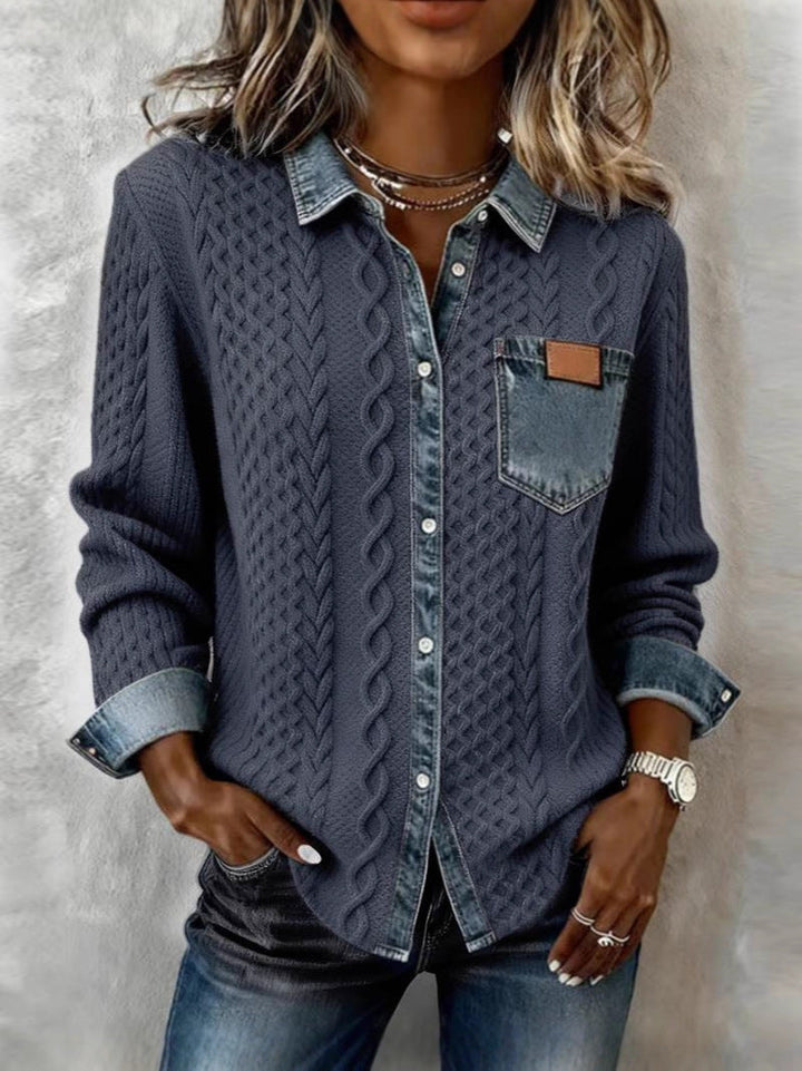 Long-Sleeve Shirt with Denim Details