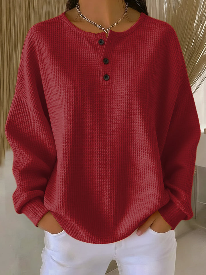 Bregje | Cosy Waffle Henley Sweatshirt