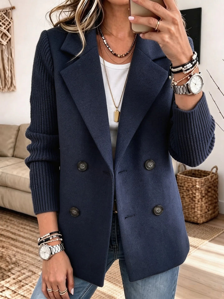 Women's Blazer with Knitted Sleeves — Elegant and Warm