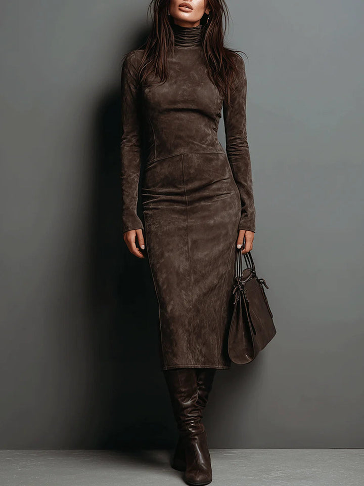 Lorène | Midi-Length Brown Dress