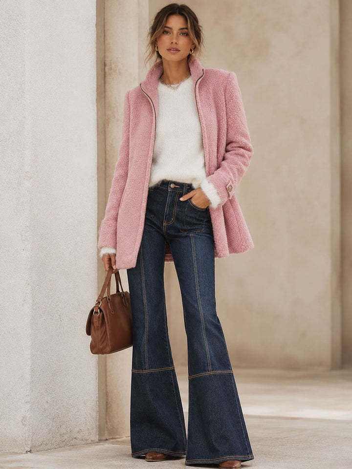 Rosalie | Vintage Pink Zip Fleece Jacket