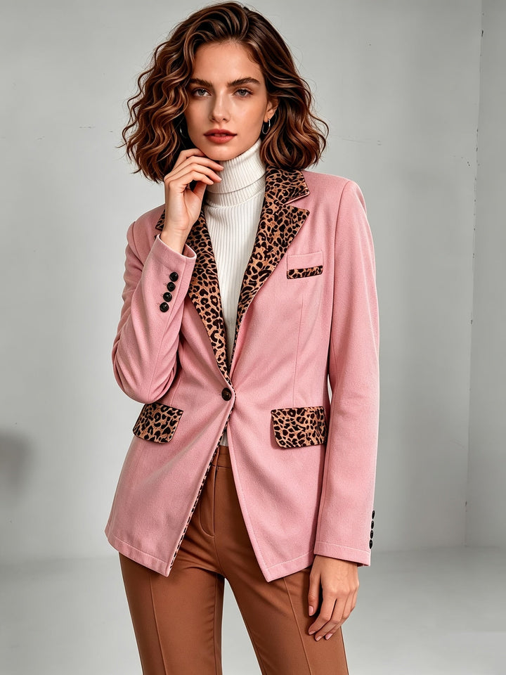 Clémentine | Fitted Velvet Blazer with Leopard Details