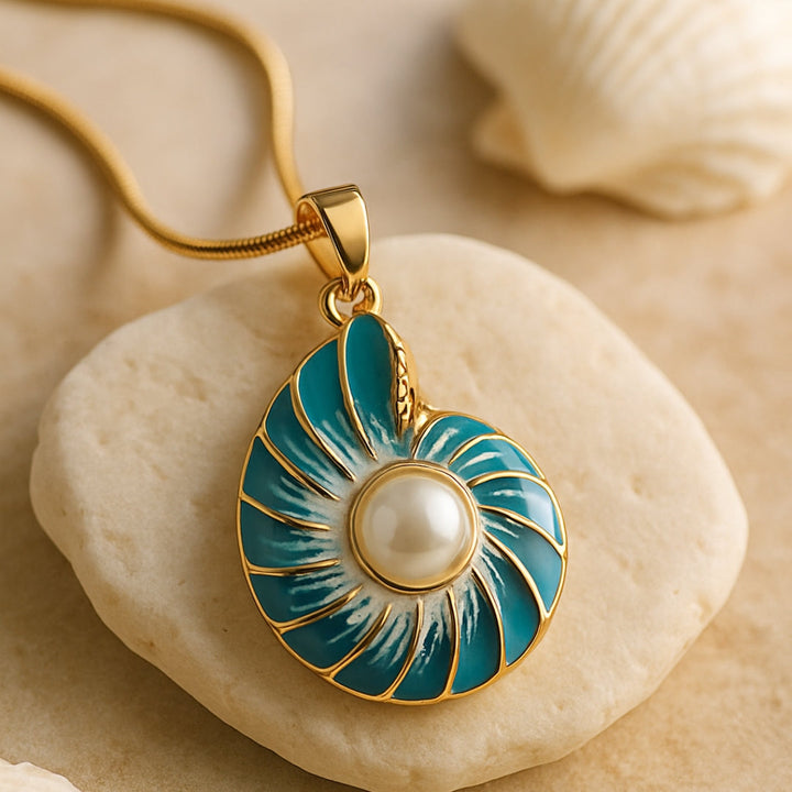 Blue Shell Pearl Necklace