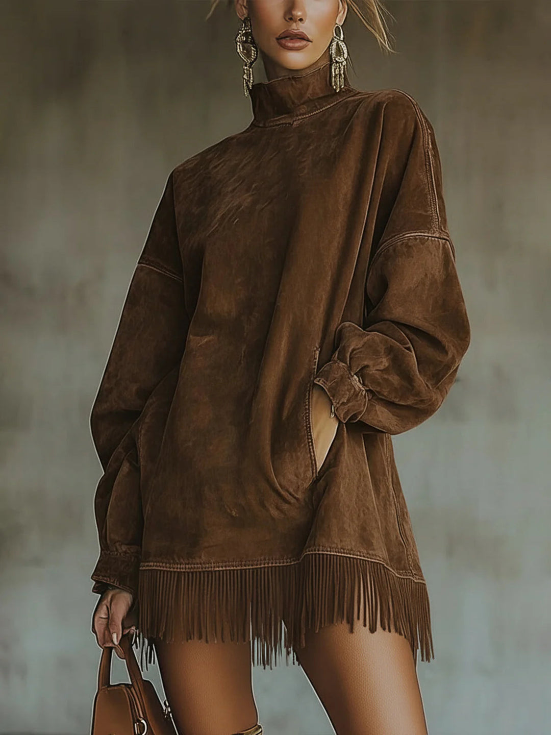 Gabrielle | High-Neck Fringed Dress